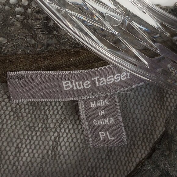 Anthropologie Blue Tassel Mattie Grey Lace Sheer Top - Picture 2 of 9